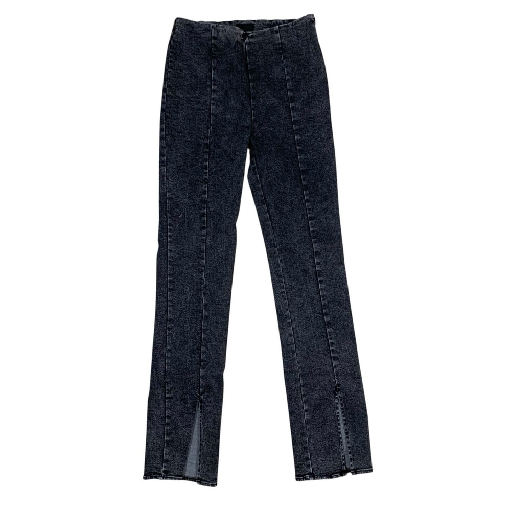 Lumiere‎ Split Hem Pants M Charcoal Gray High Waist Skinny Stretch Jeans